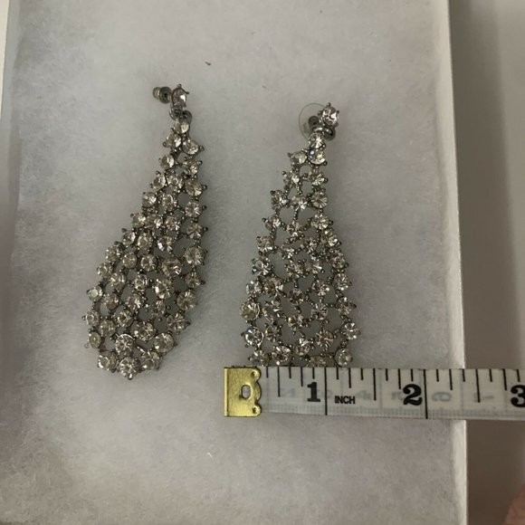 Long Antique ART DECO Rhinestone Paste Drop Dangle Chandelier Earrings - Picture 6 of 6